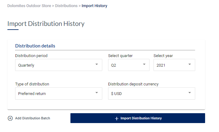 How do I import Distributions into the Covercy GP Platform?