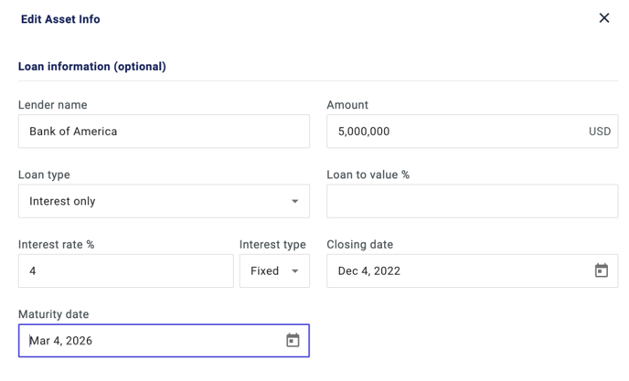 Net Asset Value for laons