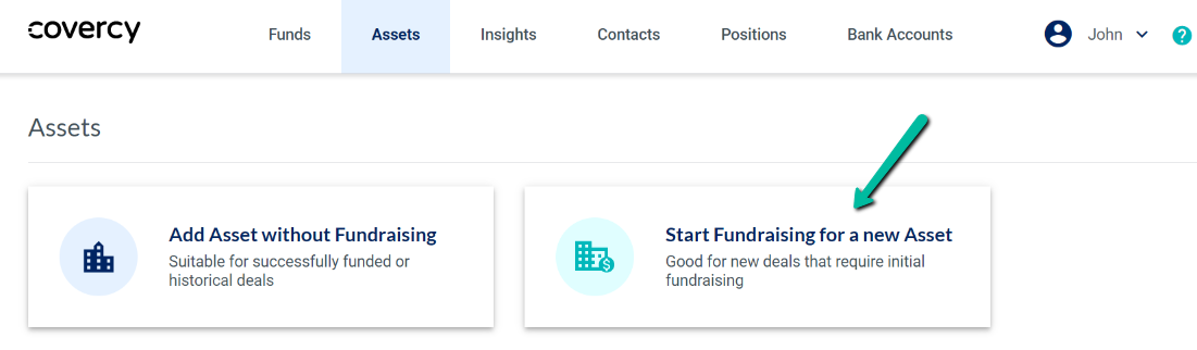 how to create a new asset for fundraising 