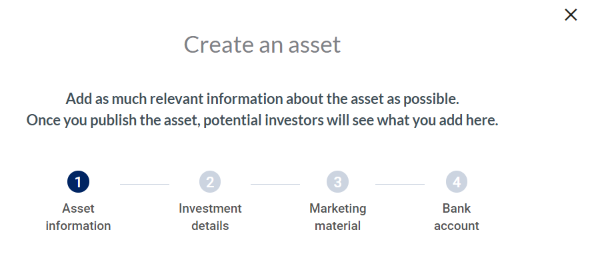 steps on how to create an asset in investment management software